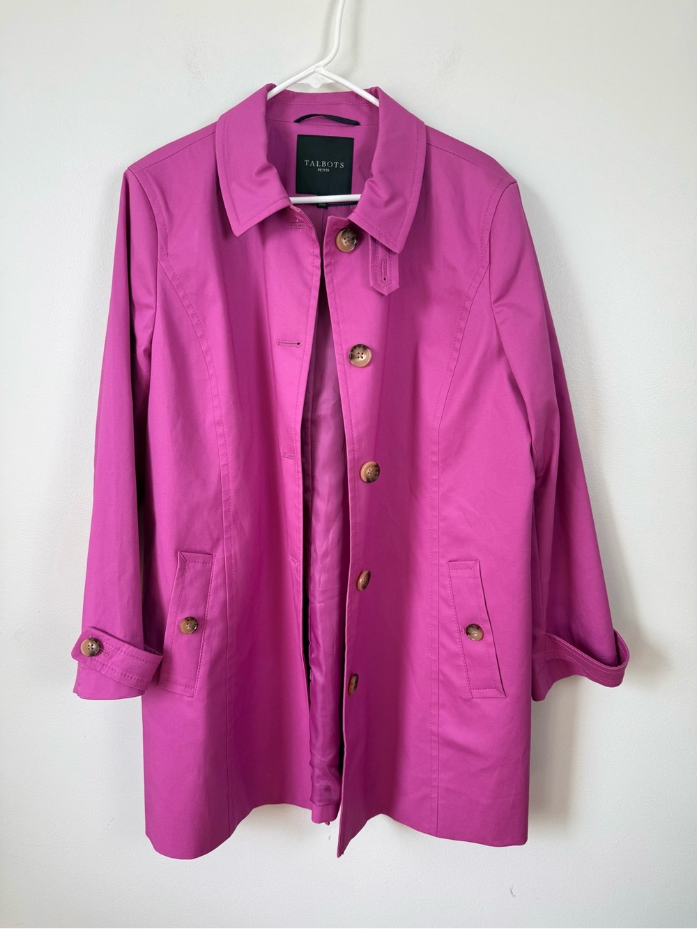 Talbots Women's Fuchsia Pink All-Weather Mac Coat XL Petite